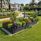 YITAHOME 2pcs 8x4x1ft Galvanized Raised Garden Bed, Metal Planter Box with Safety Rubber, Gloves, Outdoor Flower Bed for Planting Plants Vegetables, Black - Image 2