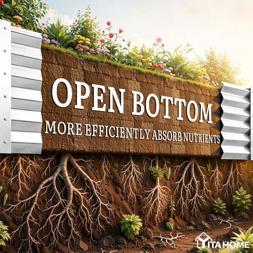 YITAHOME 6x3x3ft Galvanized Raised Garden Bed, Metal Planter Box with Safety Rubber, Gloves, Outdoor Flower Bed for Planting Plants Vegetables, Silver - Image 3