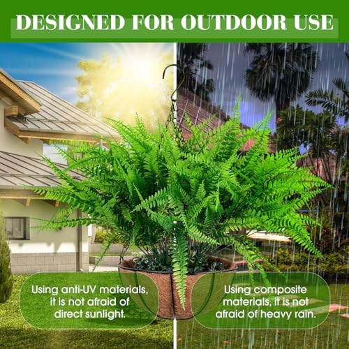 Giegxin 4 Pack Artificial Fern Hanging Basket Small Fake Boston Ferns Plant - Image 5