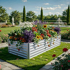 YITAHOME 2pcs 6x3x2ft Galvanized Raised Garden Bed, Metal Planter Box with Safety Rubber, Gloves, Outdoor Flower Bed for Planting Plants Vegetables, Silver - Image 2
