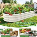 White Oval Raised Garden Bed / Galvanized Steel Planter Box,5 x 2 x 1FT - Image 6