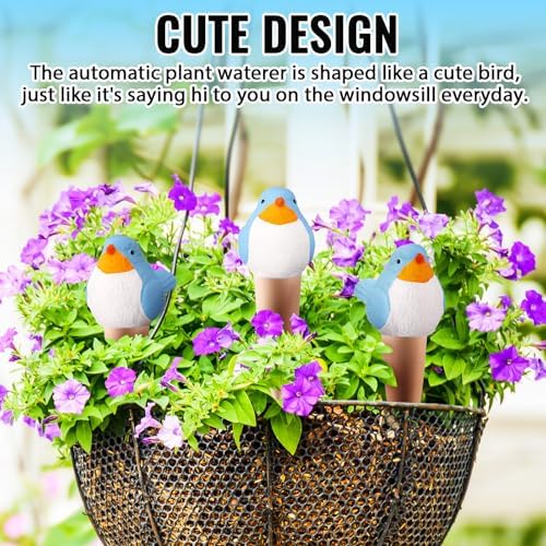 Sliner 8 Pcs Bird Plant Self Watering Globes Terracotta Spikes, Blue - Image 4
