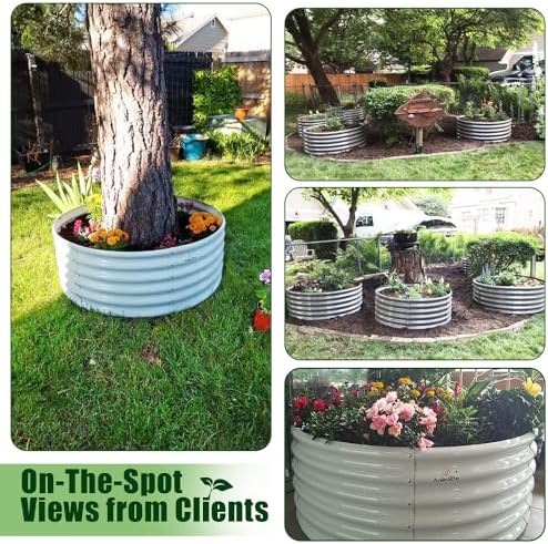 Anleolife 2-Pack 4ft x 18in Round Raised Garden Beds, Quartz Grey - Image 5