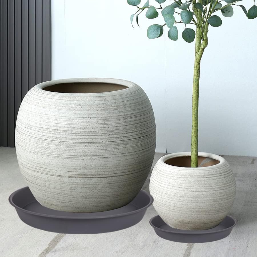 4 Pack of 16 inch Plant Saucer, Heavy Duty Round Plant Trays for Pots, Bird Bath Bowls, Plant Water Tray, Flower Plant Saucers for Indoors (16", Cement Gray) - Image 3