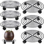 6 Packs Large Metal Plant Caddy with Wheels 13" and 11.8" Heavy-duty Wrought Iron Rolling Plant Stands with Casters Plant Dolly Plant Roller Base Indoor and Outdoor Plant Pot Movers Planter Rollers by Planterhoma