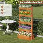 Wooden Raised Garden Bed Vertical Planter Box, Freestanding Plant Stand for Indoor Outdoor Plants, Herbs, Flowers, Vegetables, Gardening (Reddish Brown, 5-Tier，29.9 x 17.9 x 68in) - Image 3
