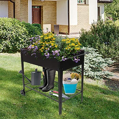Raised Planting Box with Legs - Outdoor Raised Garden Bed On Wheels - Standing Boxes Planter for Vegetables Flowers Herbs - Image 2