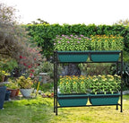 CADUKE Raised Planter Box with Legs, 32" Elevated Vegetable Garden Beds, Raised Garden Bed with Drainage Holes & Trellis, Herb Garden Planter Outdoor for Vegetables, Balcony, Patio, Green - Image 6