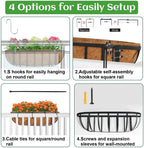 GameXcel 24 Inch Over Railing Planter 4 Pack - Window Box or Wall Mounted Flower Box with Coco Liner and Adjustable Hooks - Metal Deck Balcony Planter with Expansion Screws for Deck Fence Porch - Image 6