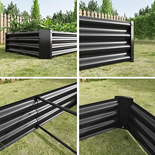 Galvanized Raised Garden Bed, Garden Box Outdoor, 6X3X1 FT, Black - Image 7