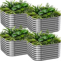 4 PCS Galvanized Raised Garden Bed Outdoor, Metal Garden Bed for Vegetables, Above Ground Garden Box for Flower, Steel Raised Beds for Gardening - 3FT by Mostmahes