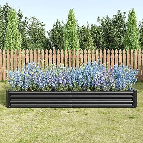 Galvanized Raised Garden Bed, Garden Box Outdoor, 8X4X1 FT, Black - Image 4