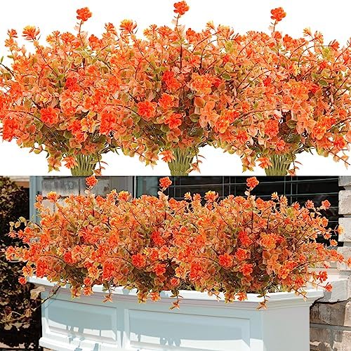 Uieke 24 Pcs Artificial Fall Flowers for Outdoors, UV Resistant Fall Decor by Uieke
