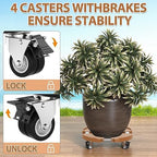 VANCASTLE Plant Caddy with Lockable Wheels 15-22'' Adjustable Plant Stand - Image 3