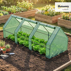 Outsunny 9' x 3' x 3' Mini Greenhouse Portable with Zippered Doors Green - Image 2