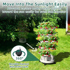 6 Tiered Strawberry Vertical Planters 2 Pack, Stacking Tower Garden with Support Pole, Stackable Herb Vegetable Planter Indoor Outdoor White - Image 4