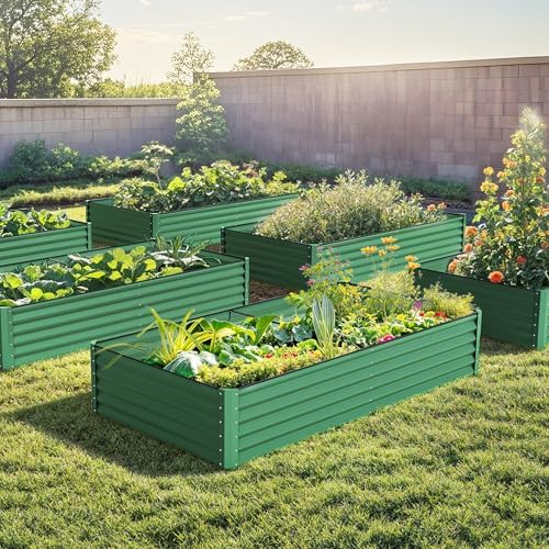 DWVO 8 x 4 x 1.5 FT Raised Garden Bed Kit, Outdoor Galvanized Flower Bed with Safety Rubber and Gloves, Large Metal Planter Box for Vegetables, Flowers, Herbs, Fruits, Green - Image 3