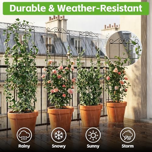 ARIFARO 4Pack 57.5'' Metal Garden Trellis for Climbing Plants Outdoor - Image 6