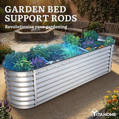 YITAHOME 8x2x2ft Large Raised Garden Bed Kit, 24" Tall 9 in 1 Galvanized Metal Planter Box with Gloves and Safety Rubber, Outdoor Above Ground Planters for Plants Vegetables Flowers, Silver Gray - Image 6