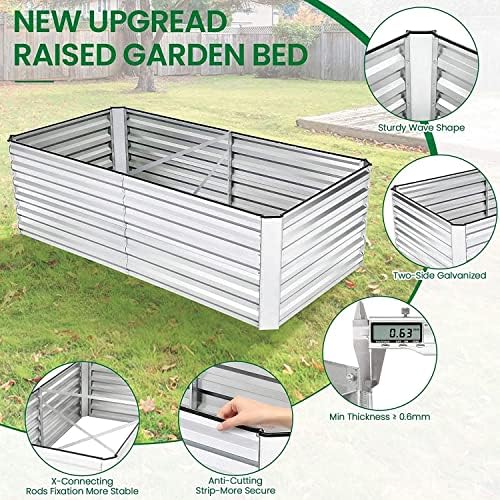 SEJOV 8x4x2FT Galvanized Raised Garden Bed Kit, Rectangular Raised Garden Planter Boxes, Metal Raised Flower Beds Outdoor with 478 Gallons Capacity, for Flowers Herbs Vegetable, Silver - Image 7