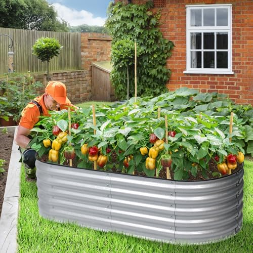 Aoodor 5 x 2 x 1.5 ft Oval Galvanized Raised Garden Bed Kit, Silver - Image 2