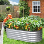 Aoodor 5 x 2 x 1.5 ft Oval Galvanized Raised Garden Bed Kit, Silver - Image 2