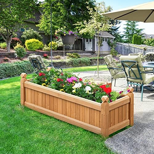 Yaheetech 43.5" Wooden Raised Garden Bed Rectangular Planter Box, 1pcs - Image 2