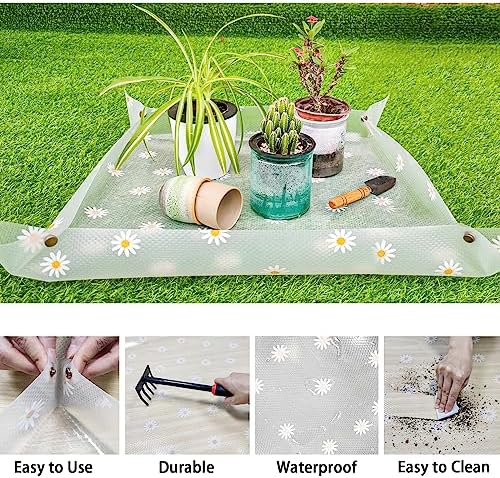Azureblue 5 PCS Gardening Tools Set 1Pcs Repotting Mat for Indoor Plants Waterproof Clear Potting Mat 4Pcs Self Watering System for Plants While Away on Vacation - Image 6