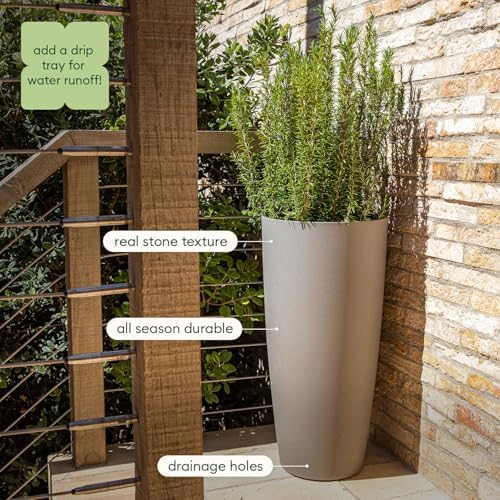 Veradek Mason Series Vega Planter - Tall Round Outdoor Planter with Shelf - Image 7