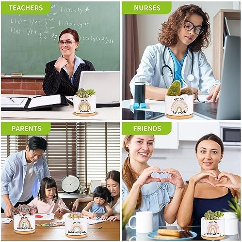 SAIWEILAI ONLINE 9 Pieces for Women Inspirational Succulent Pots with Drainage Thank You Gifts for Employee Teacher Nurse - Image 7