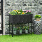 Outsunny Raised Garden Bed Elevated Planter Box Tool Storage Shelf Black - Image 3
