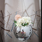 Disco Ball Planter,Disco Ball Plant Hanger,Mirror Disco Planter with Chain and Macrame Hanger,Boho Disco Ball Hanging Planter for Indoor Outdoor Plants,Home Decor (8inch, Rose Gold) - Image 7