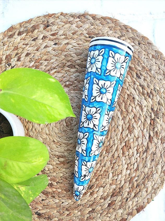 Hand Painted Ceramic Wall Cone Planters – Colorful Hanging Wall Pockets for Indoor Outdoor Décor, Floral & Geometric Designs, Boho Rustic Home Decoration 10 Inches (Style 02) by ZOYA-CERAMICKNOBS
