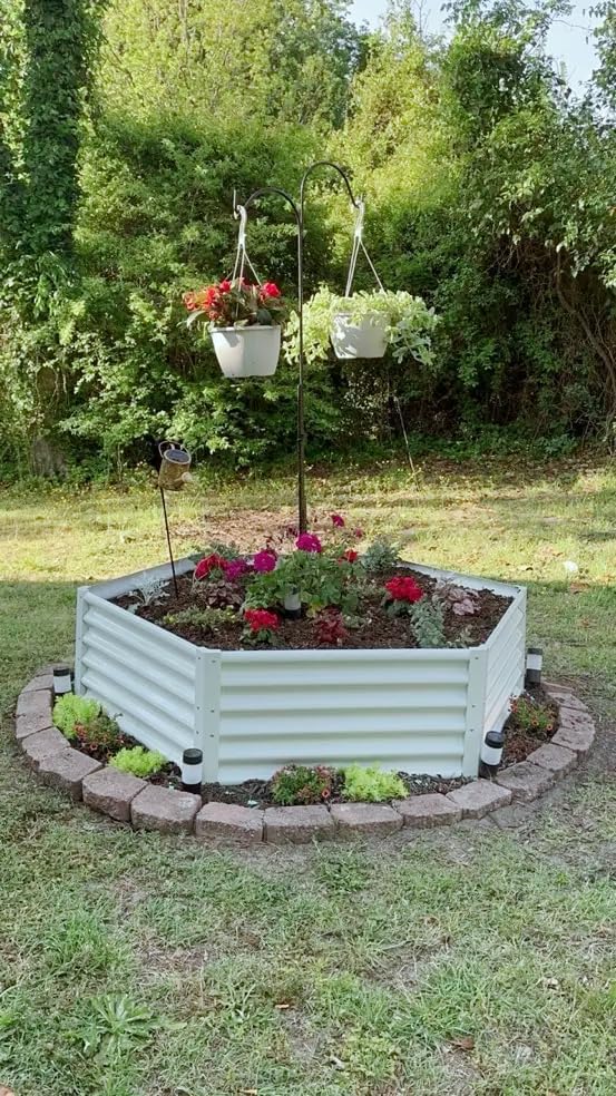 Anleolife 6-Bed 70x60x18in Hexagon Raised Garden Beds, Antique White - Image 4